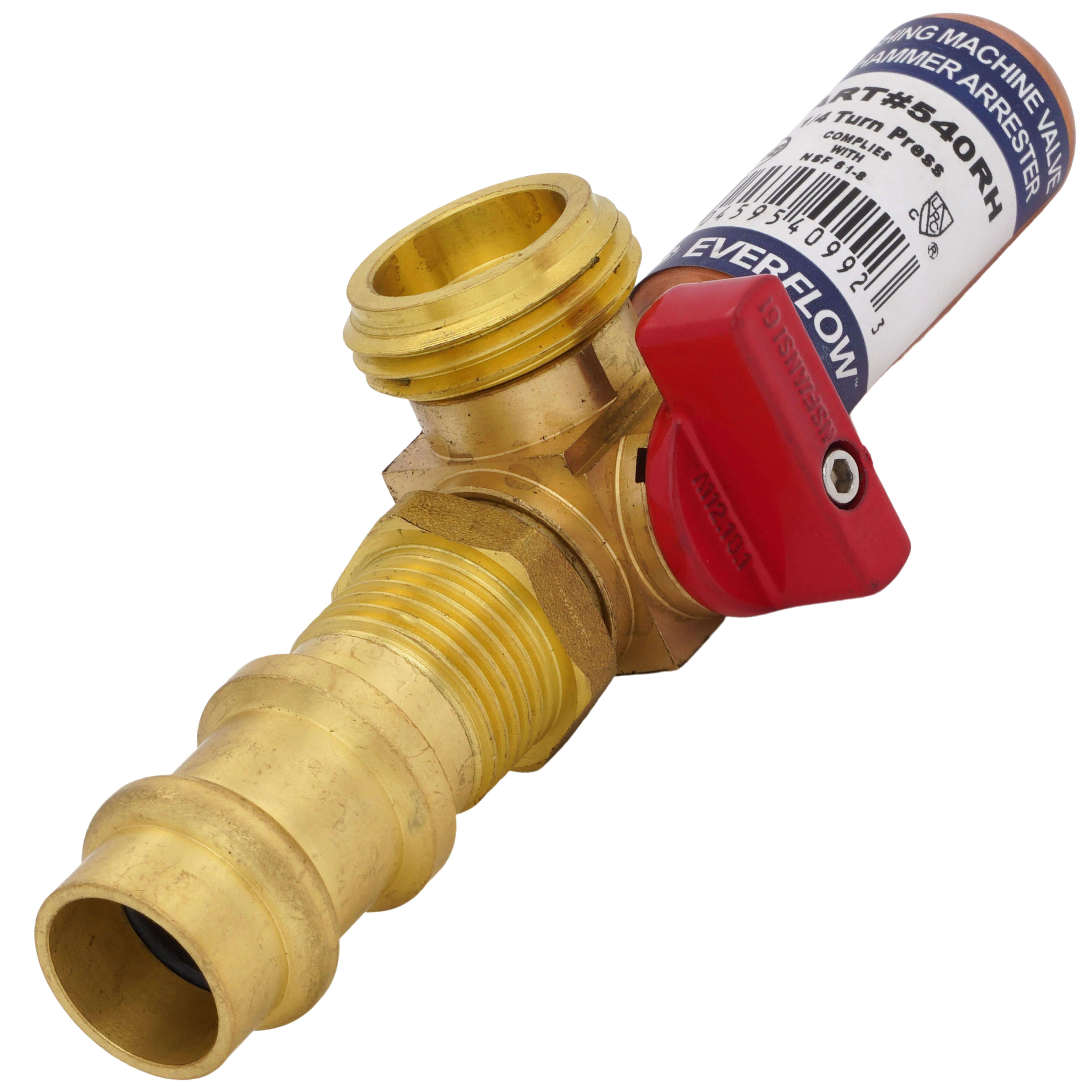 EVERFLOW Everflow 540RH Press 1/4 Turn Washing Machine Valve w/ Hammer Red