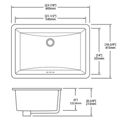 DAKOTA Dakota Plumbing US-2114W 21x14 Undermount Lavatory Sink White