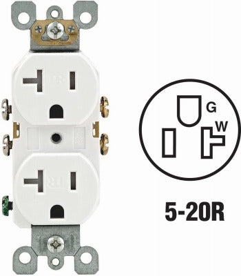 LEVITON Leviton S02-T5820-0WS 20A Tamper Resistant Duplex Receptacle