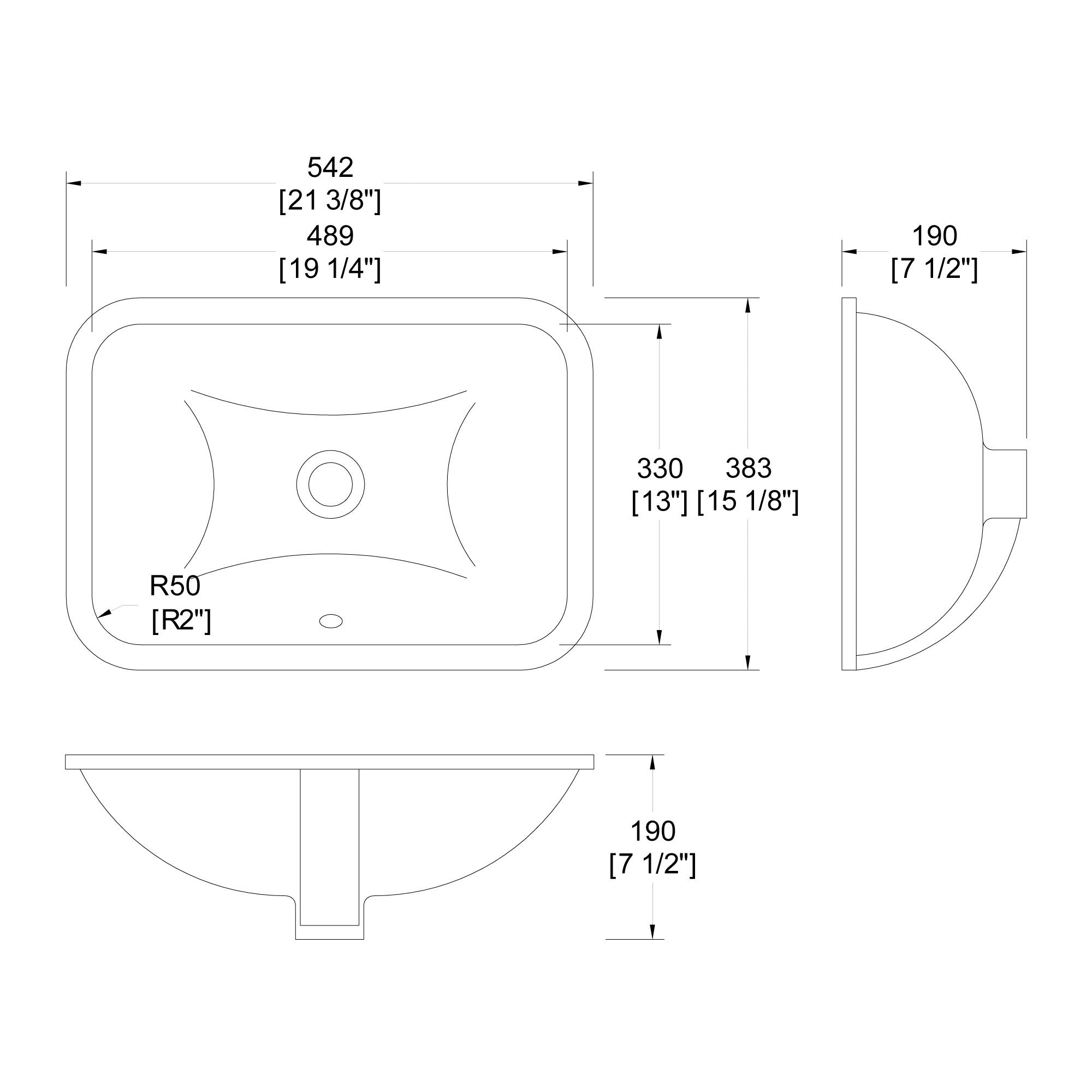 DAKOTA Dakota Plumbing Products US-1913RW Undermount Vanity Sink