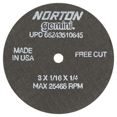 Norton 66243510645 Gemini AO Cut-Off Wheels 3 Inch x 1/16 Inch x 1/4 Inch 36 Grit 25 pack
