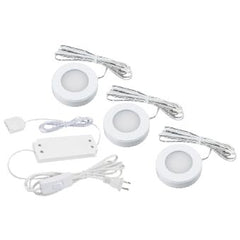 American Lighting OMNI-3KIT-WH Dimmable Puck Light, 3 Pucks, 12V Plug-in Dimmable Driver w/78 Lead and Mounting Hardware