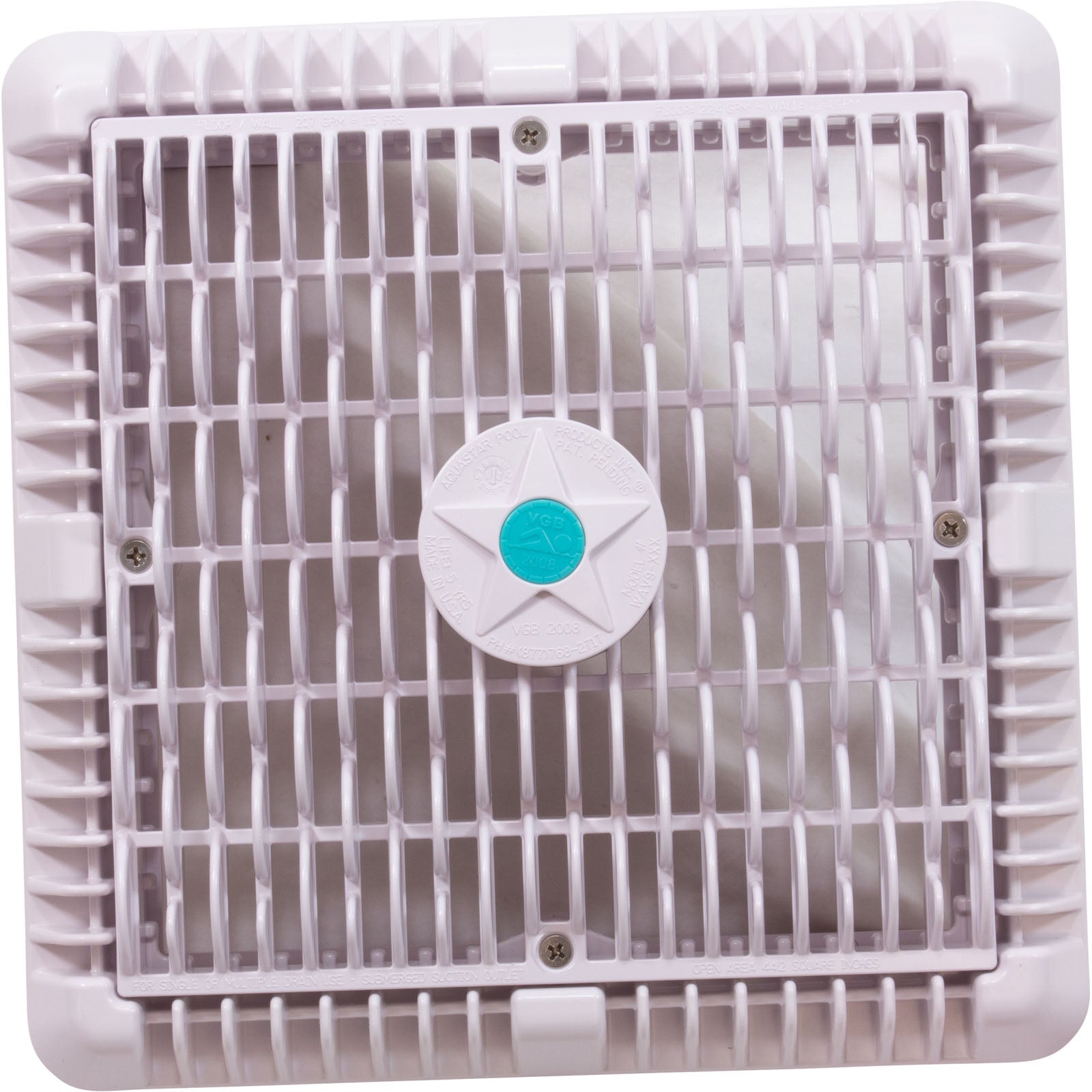 AQUASTAR POOL PRODUCTS AquaStar WAV9WR101 9x9 Square Wave Suction Outlet Cover White