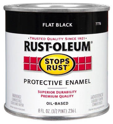 RUST-OLEUM Rust-oleum 7776-730 Flat Black Enamel Paint 0.5 Pint