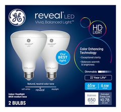 GE G E Lighting 93132027 BR30 Led Bulb 6.5W 650 Lumens 2950K 2 Pack