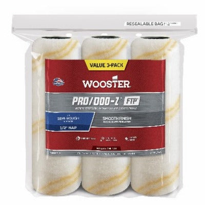 WOOSTER Wooster Brush RR669 Pro-doo-z Roller Cover 9in 1/2in Nap 3pk
