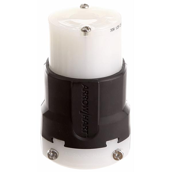 EATON Eaton AHL1430C Arrow Hart Wiring 30 Amp 125/250 VAC 3-Pole 4-Wire NEMA L14-30R Black/White Locking Connector