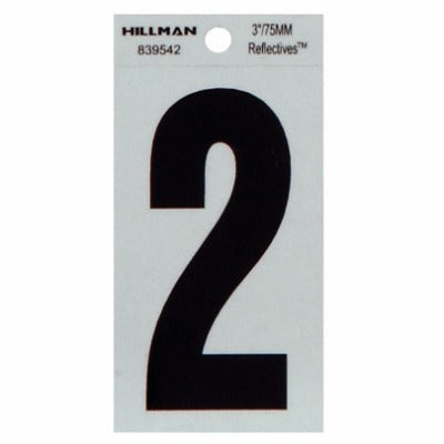 HILLMAN Hillman Fasteners 839542 Reflective Number 2 Sticker 3 in