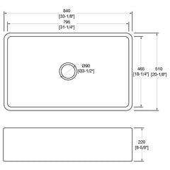 DAKOTA Dakota Plumbing DSE-FCA3320MBK Fireclay Farmhouse Sink