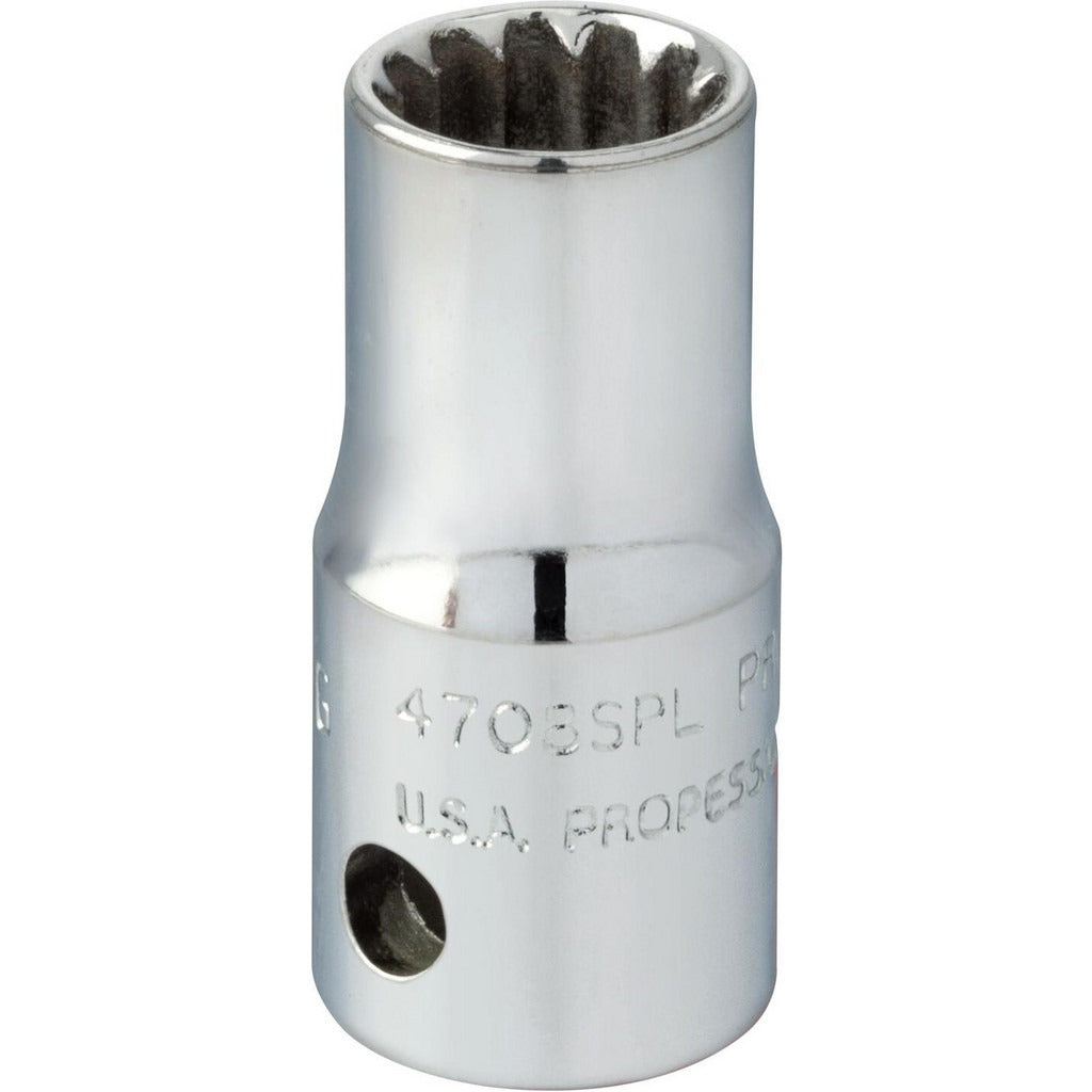 PROTO Proto J4708SPL Spline Socket 1/4 in Drive 8 Spline 12 Point