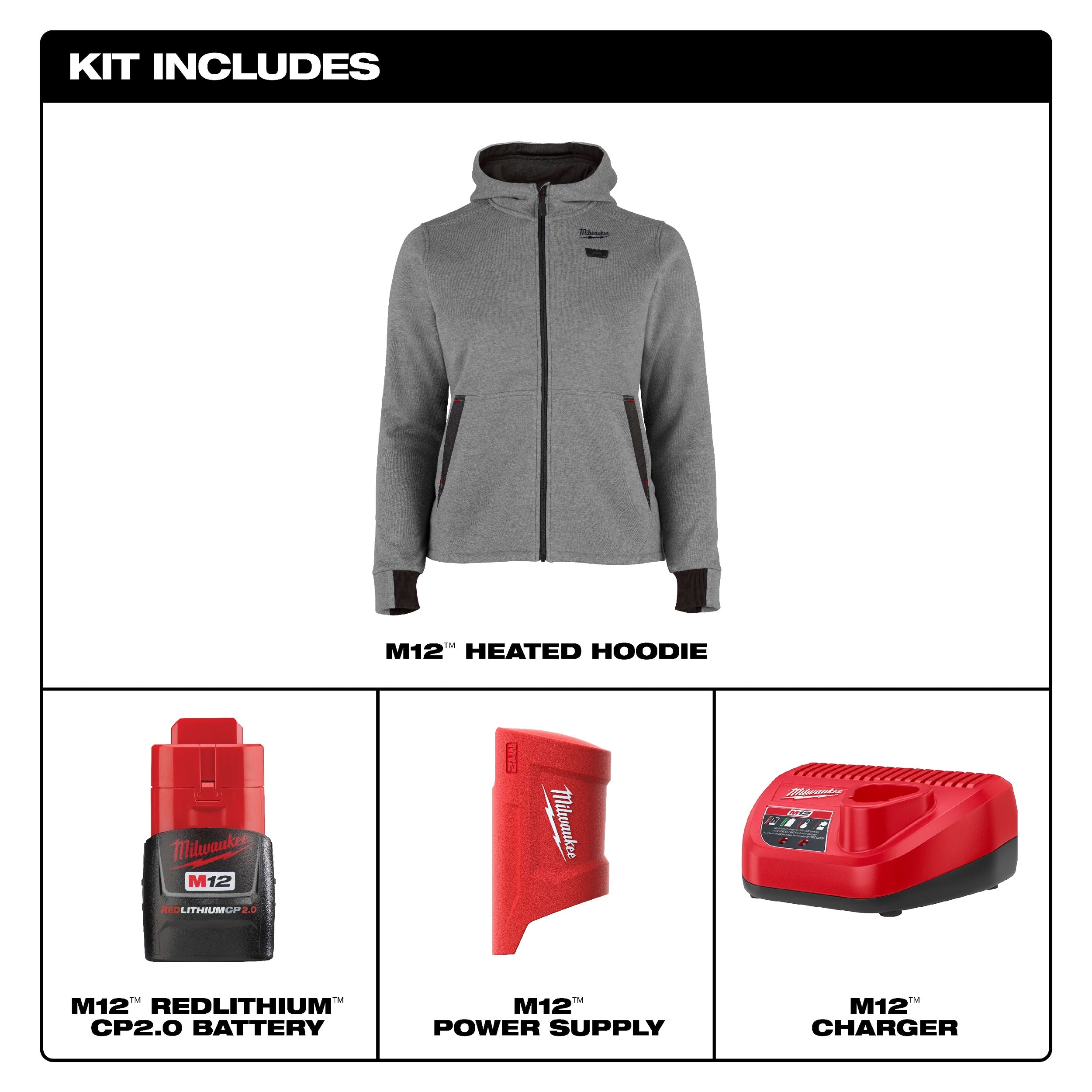 MILWAUKEE Milwaukee F200G-21L Women's Heated Hoodie M12 (L) F200-20