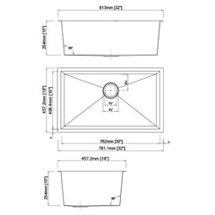 DAKOTA Dakota Plumbing Products GSZ-3218 Undermount Kitchen Sink