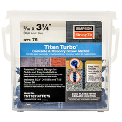 SIMPSON STRONG-TIE Simpson Strong-Tie TNT18314TFC75 Titen Turbo screw anchor 3/16 in x 3-1/4 in 75 pack