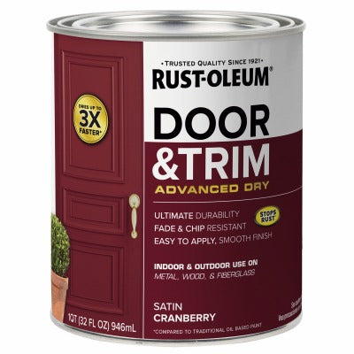 RUST-OLEUM Rust-oleum 369385 Door and Trim Paint Quart Cranberry
