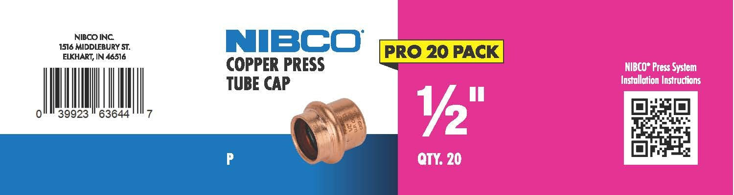NIBCO Nibco PRESCAP12-JAR Copper Press Tube Cap 1/2 in 20 Pack