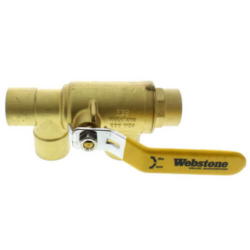 WEBSTONE Webstone 58644 1 x 1 Pro-Pal Full Port Brass Ball Valve w/ Reversible Handle Primary/Secondary Loop Purge Tee