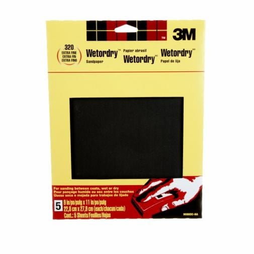 3M 3M 9086DC-NA Wetordry Sandpaper 320 Grit (9 in x 11 in / 5 Sheets Pack)
