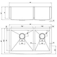 DAKOTA Dakota Plumbing Products DSZ-A6040 Apron Kitchen Sink 60/40