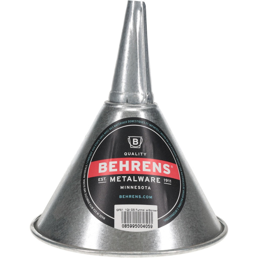 BEHRENS Behrens GF51 Steel Funnel 1 Qt Galvanized Straight Spout