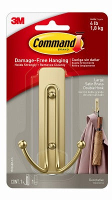 3M 3M Company 17036BR-ES Command Double Hook Large Satin Brass