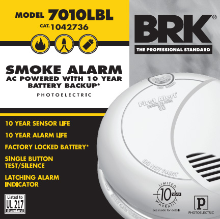BRK BRK 7010LBL AC/DC PHOTO SMOKE ALARM 10YR