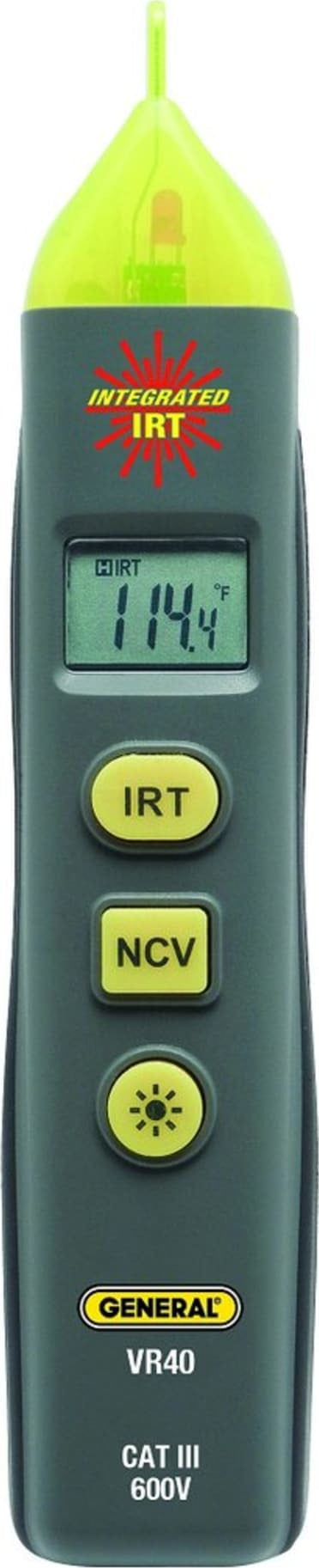 GENERAL TOOLS General Tools VR40 4:1 IR Thermometer with NCV and Flashlight Battery Powered (Pocket-Sized) GNVR40