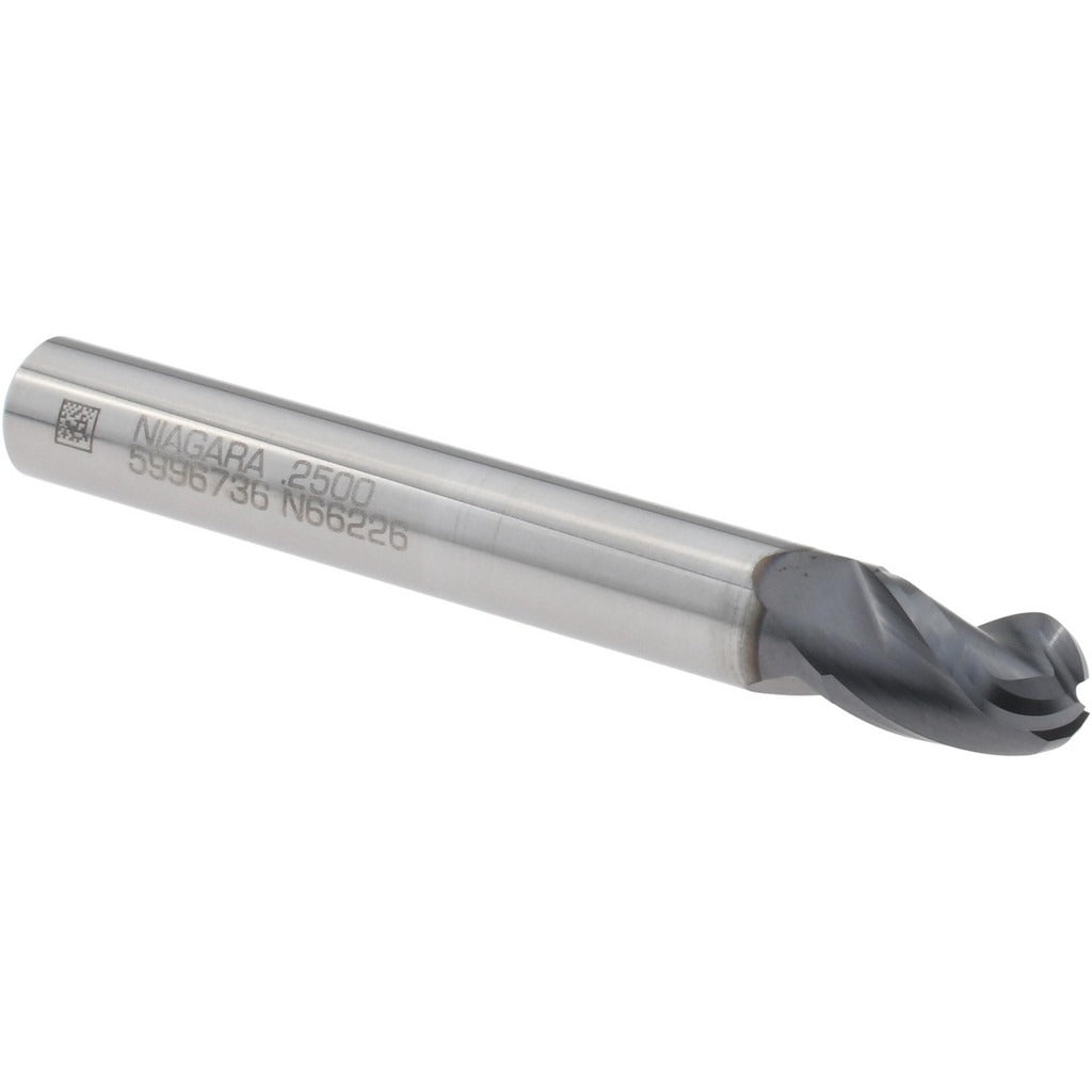 SECO TOOLS Seco 17003788 Ball End Mill 1/4 in 3 Flute Altin Carbide SB335
