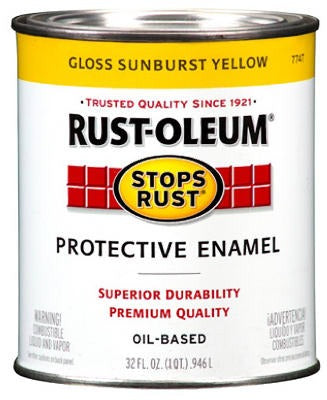 RUST-OLEUM Rust-oleum 7747-502 Enamel Paint Sunburst Yellow 1 Qt