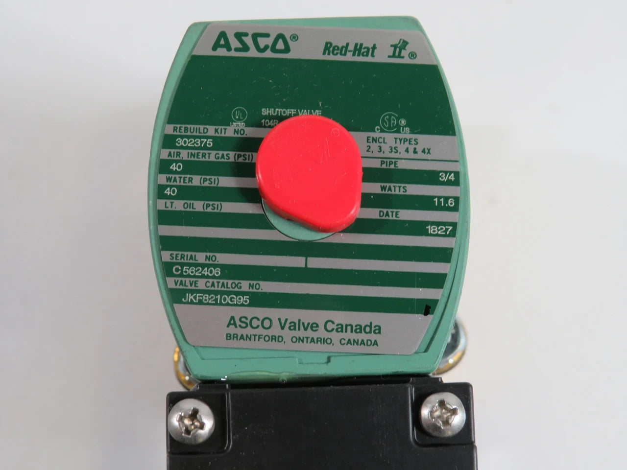 ASCO Asco JKF8210G95 3/4 in Normally Closed Solenoid Valve 10.1 W (3/4 in)