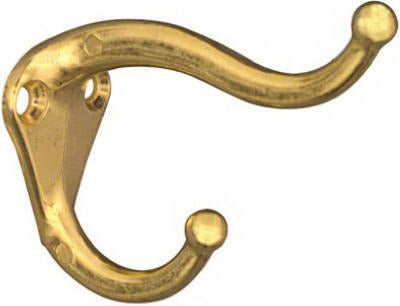 NATIONAL HARDWARE National Mfg N154-575 Coat Hat Hook Bright Brass 2 Pack