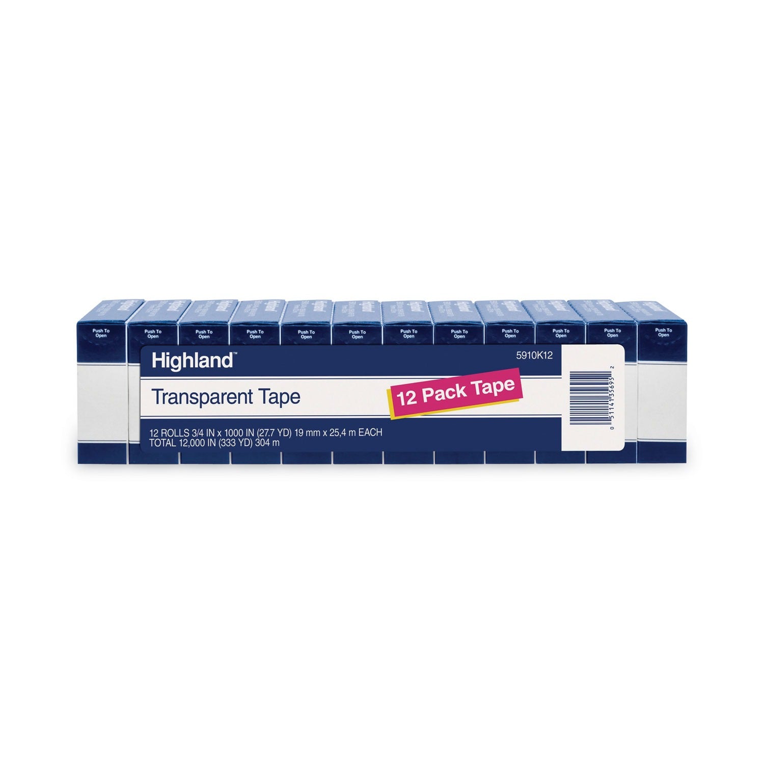 3M 3M MMM5910K12 Highland transparent light-duty tape 27.78 yd x 0.75 in 12 pack