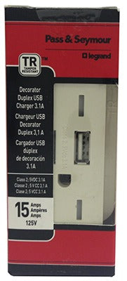 LEGRAND Pass Seymour TM826USBWCCV6 Usb Charger Receptacle 15A