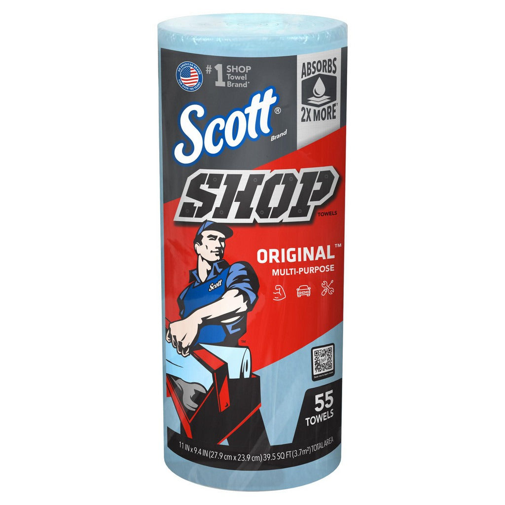 KIMBERLY-CLARK Scott 75147 Blue Shop Towels 55 Sheets 9.4x11 Inches