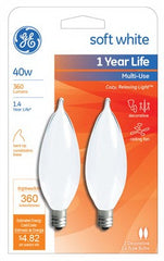 GE G E Lighting 66106 Frosted Bent Tip Candelabra Bulb 40W 2pk