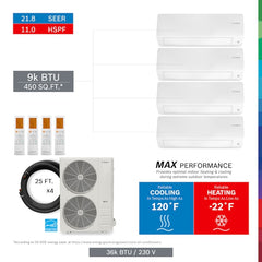 BOSCH Bosch 8733956665 Max Performance 3 Zone 27000.0-BTU Ductless Mini Split Air Conditioner Heat Pump Included with 25-ft Line Set 230.0-Volt