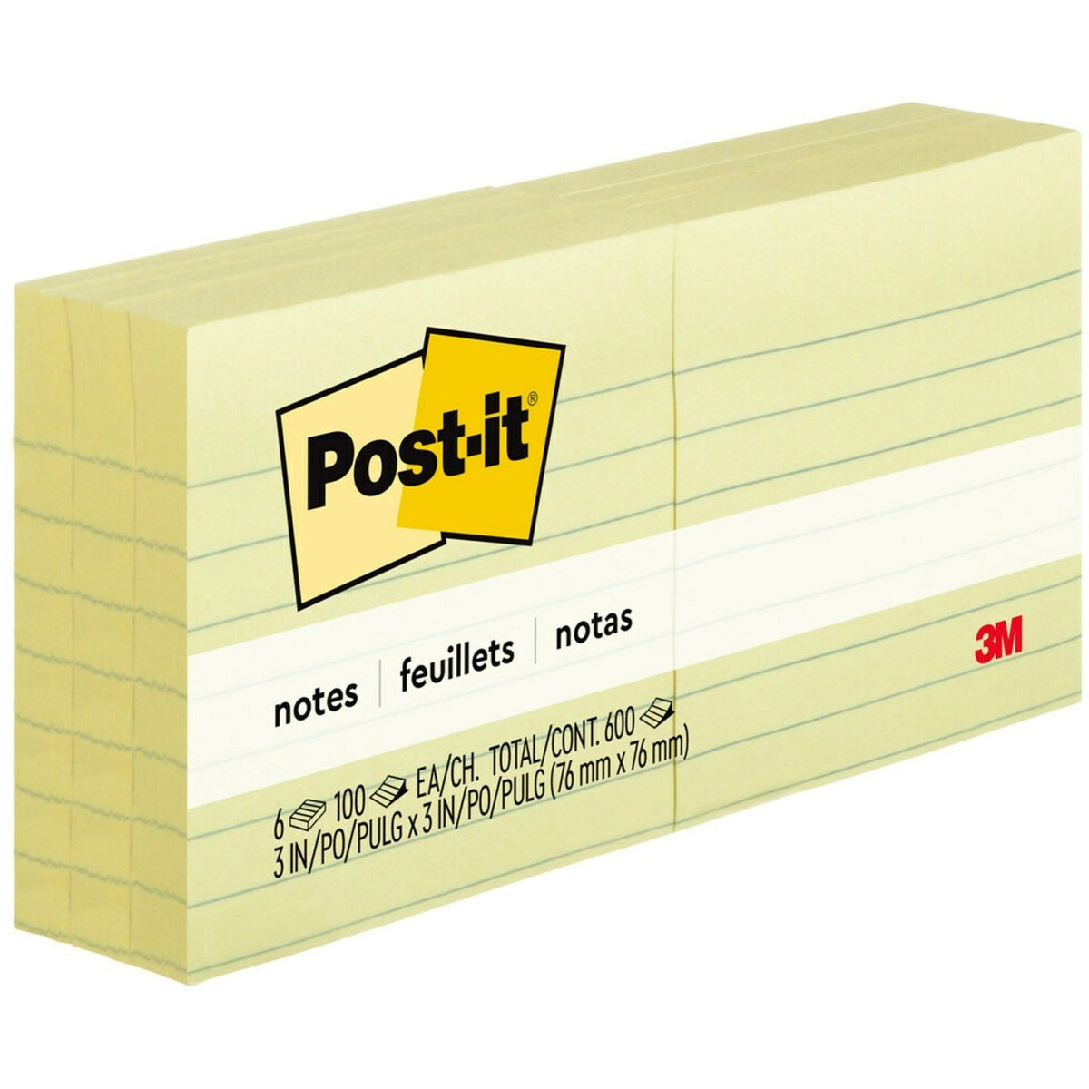 3M 3M 630-6PK Post-it Lined Notes 3 x 3 6/Pack MMM6306PK