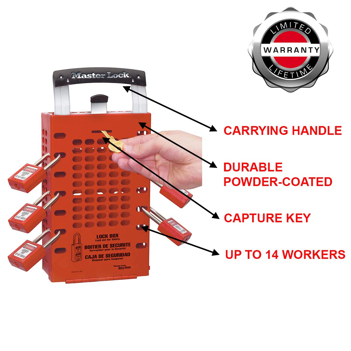 MASTER LOCK Master Lock 503RED Lockout Tagout Group Lock Box Red 14 Padlock Capacity
