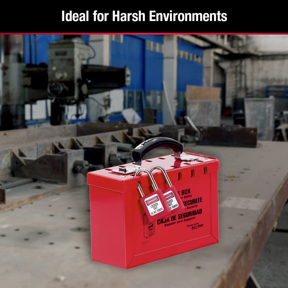 MASTER LOCK Master Lock 498A Lockout Tagout Portable Group Lock Box, 12 Padlock Capacity, Red
