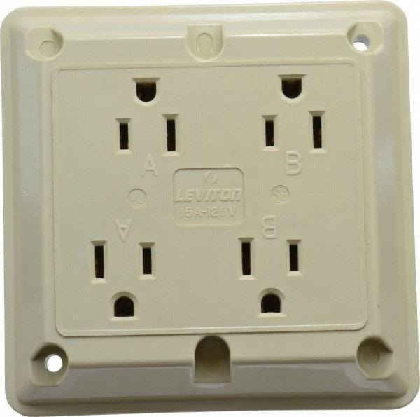LEVITON Leviton 1254-I Fourplex Receptacle Nema 5-15R 15A 125V Ivory