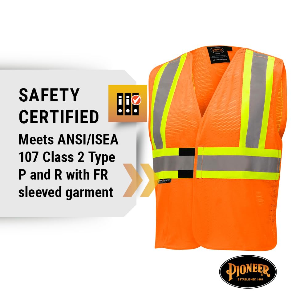 PIONEER Pioneer V2510850U-L/XL High Visibility Flame Resistant Vest Orange Large / XL