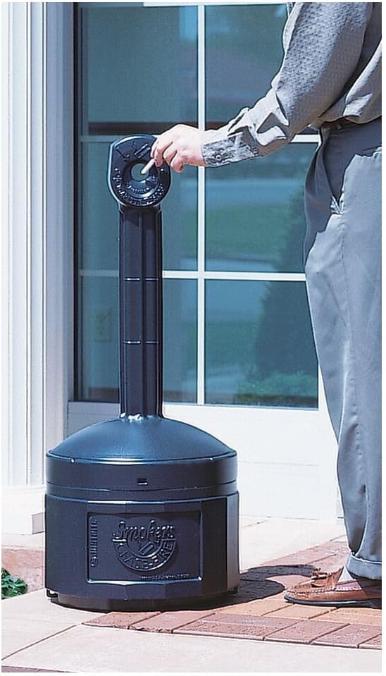JUSTRITE Justrite 26800D Cease-Fire Deco Black Cigarette Butt Receptacle 4 Gallon