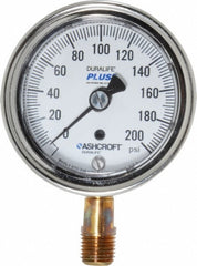 ASHCROFT Ashcroft 94585XLL Pressure Gauge 0-200 Psi 2.5in Lower Mount