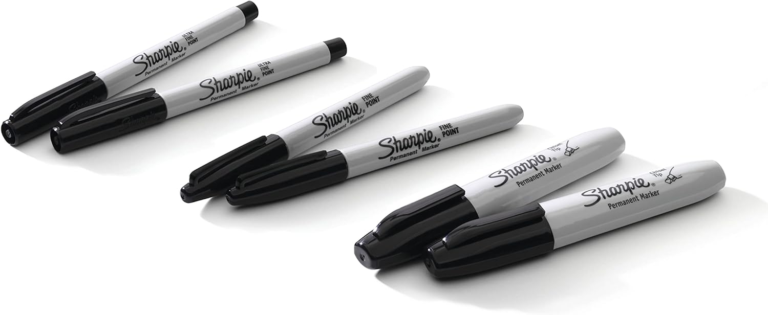 SHARPIE Sharpie 2135318 Permanent Markers Variety Pack Chisel Ultra-Fine Fine Tips Black 6 Count