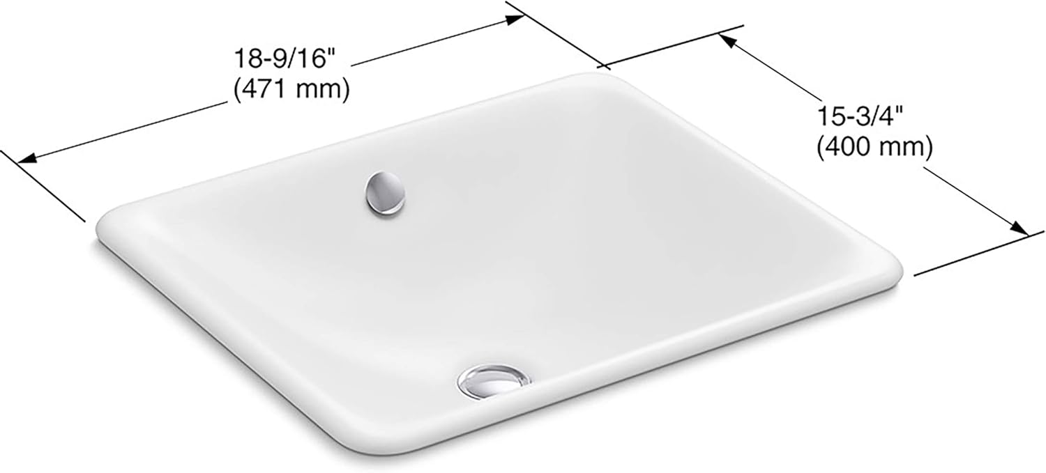 KOHLER Kohler K-5400-0 Iron Plains Dual-Mount Bathroom Sink Power (20.56) Replacement MPN