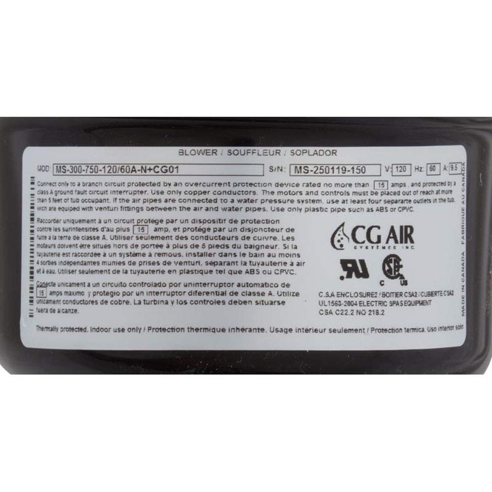 CG AIR SYSTEMS CG Air Systems MS-30075012060AN+CG1 Blower, 115v, 9.5A, with Muffler, Heater