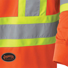 Pioneer V1051250U-L High Visibility Birdseye Long Sleeved Safety Shirt Orange Large