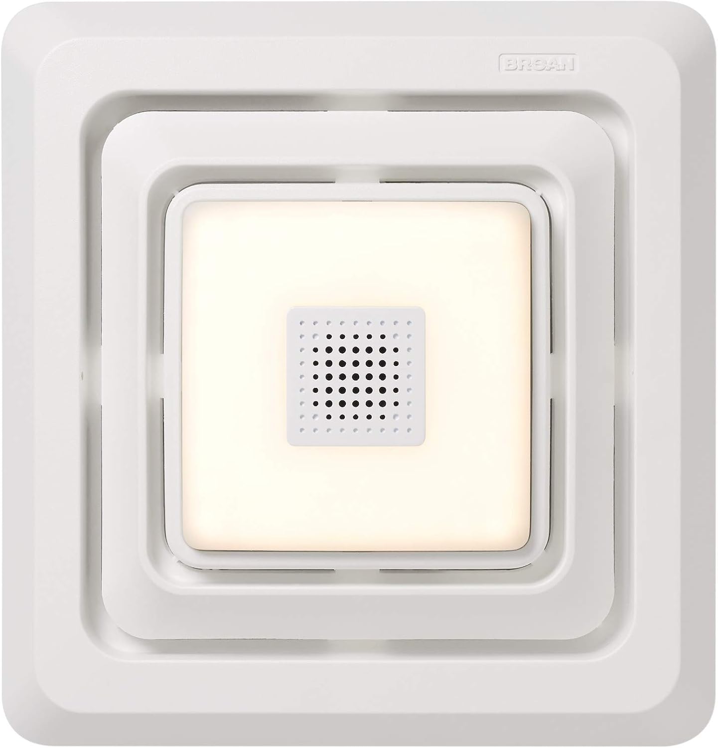 BROAN-NUTONE Broan-NuTone FG800SPK Bluetooth Speaker Bathroom Exhaust Grille Cover with LED Light, White Bath Fan