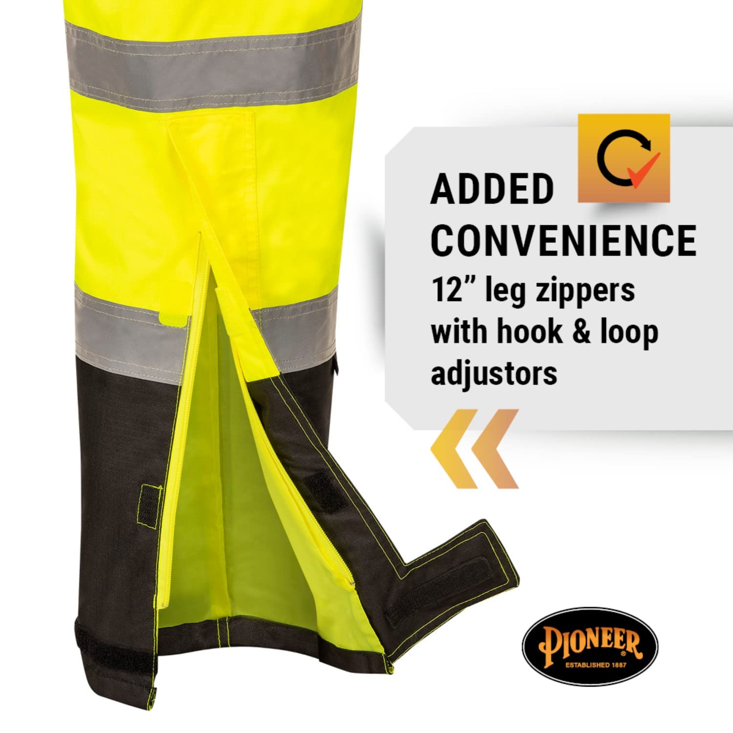 PIONEER Pioneer V1200461U-XL Ripstop High Visibility Bib Pant Safety Rain Gear Waterproof Reflective Overalls