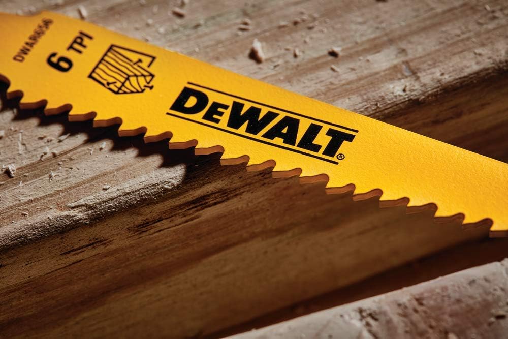 DEWALT DEWALT DW4802 Reciprocating Saw Blades 6 Inch 6-TPI Taper Back Bi-Metal 5-Pack