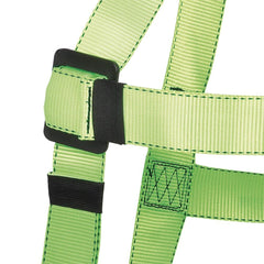 Peakworks V8255215 Fall Protection Full Body Safety Harness with Positioning Belt Padded Lumbar Support Back Side D-Rings Grommet Leg Buckles Hi Vis Green Black XXL